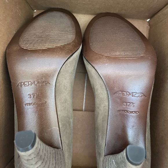 Apepazza Taupe Suede High Heel Pumps, New, Size 37 1/2. - Picture 6 of 6